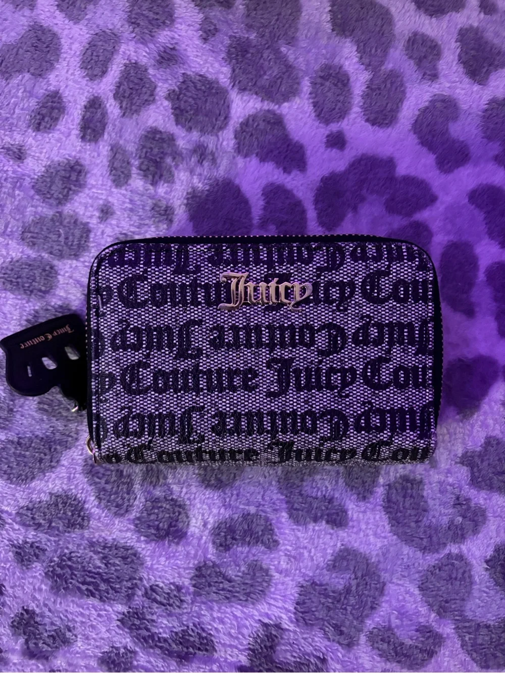 Juicy Couture Black and Gold Logo Zip Wallet